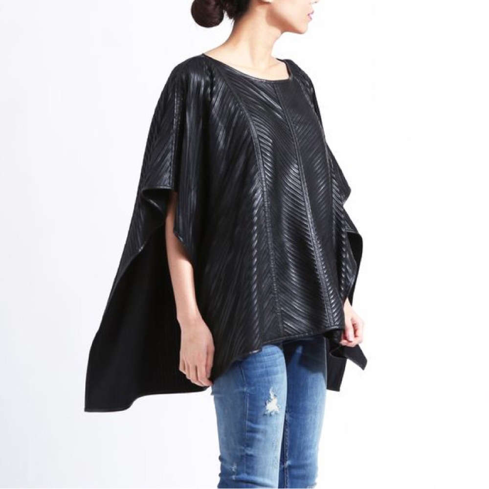 Vegan leather poncho woven design